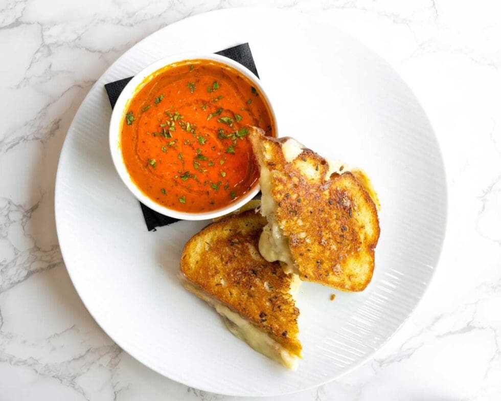 herbed parma grilled cheese and tomato soup