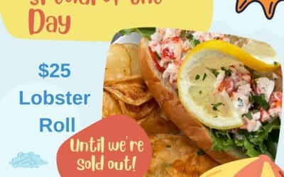 🦞Today only: Lobster Roll with house chips for $25! #whymspecials #seafoodsummer #seacoasteats