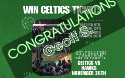 Our first Play Music Bingo, Win Celtics Tickets month is over! Congratulations to Geoff S. For winning tickets! Be sure to play every Thursday! ☘️