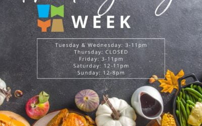 We’ll be open as usual Thanksgiving week, aside from Thanksgiving Day. Music Bingo will continue next week, but we will have live Music Friday and Saturday!