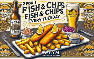Every. Single. Tuesday is Two-for-One Fish & Chips at Whym! What are you waiting for? We also have lobster back on the menu…sliders, Mac, roll, and more! #whymbeer #whym #whymbrewery #whymhampton #seacoasteats #seacoastbrewery #nhbrewery #hamptonnh #craftmenu #craftbeer #craftcocktails #whymcraftpubandbrewery #nhcraftbeer #nhbeer #newenglandcraftbeer #hypebrews #newenglandbeer #liveentertainment #happyhour #kidfriendly