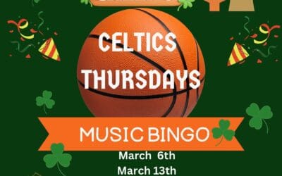 We are giving away one last set of Celtics tickets! Play Music Bingo every Thursday in March for your chance to win front row tickets to April 2nd’s game against Miami Heat. ☘️☄️ The fun starts at 6:30pm!