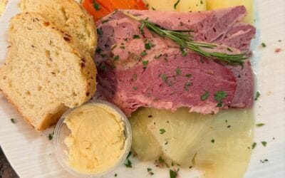Today only: TRADITIONAL BOILED DINNER homemade 4 day brined & boiled dinner with corned beef • potatoes • carrots • cabbage • served with homemade cottage dill bread and honey whipped butter