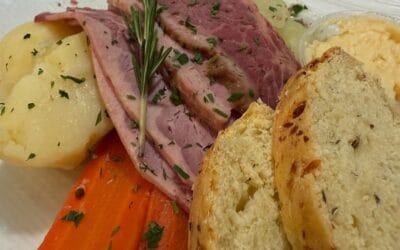 Today only: TRADITIONAL BOILED DINNER homemade 4 day brined & boiled dinner with corned beef • potatoes • carrots • cabbage • served with homemade cottage dill bread and honey whipped butter
